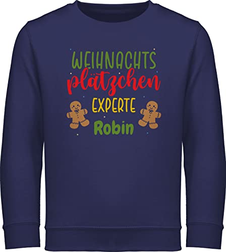 Sweater Kinder Sweatshirt Jungen Mädchen Pullover - Weihnachten - Weihnachtsplätzchen Experte - 140 (9/11 Jahre) - Navy Blau - geschenke vor weihnachtspullover 152 frohe weinachten zu baumwolle von Geschenk mit Namen personalisiert by Shirtracer