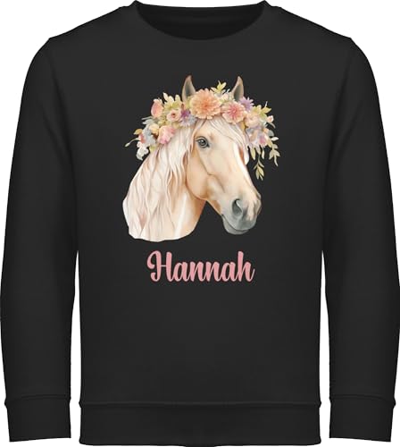 Sweater Kinder Sweatshirt Jungen Mädchen Pullover - Pferdemädchen Geschenk Pferde Motiv Geschenkidee Pferd I Haflinger Pferd Geschenk Pferdeliebhaber - 128 (7/8 Jahre) - Schwarz von Geschenk mit Namen personalisiert by Shirtracer