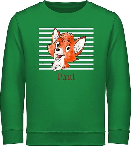 Sweater Kinder Sweatshirt Mädchen Pullover - Süßer Fuchs - Jungen Geschenk Fox - 104 (3/4 Jahre) - Grün - Tiere +mit+Fuchs fuchsmotiv Pulli Personalisieren Sweatshirts füchse Junge füchsen von Geschenk mit Namen personalisiert by Shirtracer