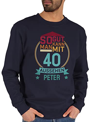 Sweater Pullover Sweatshirt Herren Damen - 40. Geburtstag - So gut kann Man mit 40 Aussehen zum Vierzigsten. - rot/blau - XL - Dunkelblau - für 40.Geburtstag er Pulli vierzigsten Jahre vierzigster von Geschenk mit Namen personalisiert by Shirtracer