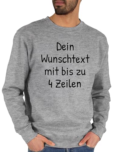 Sweater Pullover Sweatshirt Herren Damen - Aufdruck selbst gestalten - Wunschdruck Text Namen I Eigener Text I Custom Text - M - Grau meliert - personalisierte Geschenke Bedrucken Lassen wunschtext von Geschenk mit Namen personalisiert by Shirtracer