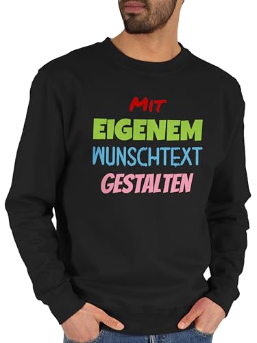 Sweater Pullover Sweatshirt Herren Damen - Aufdruck selbst gestalten - Wunschtext I Mit eigenem Text personalisiert I Custom Text - M - Schwarz - Bedrucken Lassen personalisierte von Geschenk mit Namen personalisiert by Shirtracer