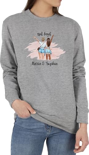 Sweater Pullover Sweatshirt Herren Damen - Freundin - Best Friends Hände Peace mit Name Freundinnen - S - Grau meliert - Partner Blonde und brünette pullis Beste Pulli Sweater Pullover Sweatshirt Herren Damen - Freundin - Best Friends Hände Peace mit Name Freundinnen - S - Grau meliert - Partner Blonde und brünette pullis Beste Pulli von Geschenk mit Namen personalisiert by Shirtracer