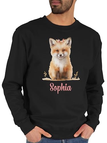 Sweater Pullover Sweatshirt Herren Damen - Fuchs Aquarell | Fuchsmotiv | Fuchs Geschenk - S - Schwarz - Pulli Herbst Aufdruck füchse Tiere Fuchs- tiermotiv von Geschenk mit Namen personalisiert by Shirtracer