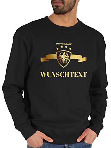 Geschenk mit Namen personalisiert by Shirtracer Sweater Pullover Sweatshirt Herren Damen - 2024 Fussball EM Fanartikel - Deutschland Gold Adler - Wunschtext - M - Schwarz - fußball wm 24 Europa von Geschenk mit Namen personalisiert by Shirtracer