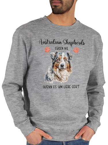 Sweater Pullover Sweatshirt Herren Damen - Hunde - Australian Shepherd - Geschenk Hundebesitzern - L - Grau meliert - hundemotiv Hundebesitzer und Hund Damen+Pullover+mit+hundemotiv Hunden von Geschenk mit Namen personalisiert by Shirtracer
