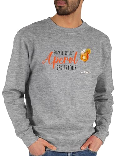 Sweater Pullover Sweatshirt Herren Damen - Karneval Kostüm Fasching - Ist auf Aperol mit Name Spritztour - Mädelsabend JGA Mallorca Mädelsausflug - M - Grau meliert - Karnevals fünfte Jahreszeit von Geschenk mit Namen personalisiert by Shirtracer