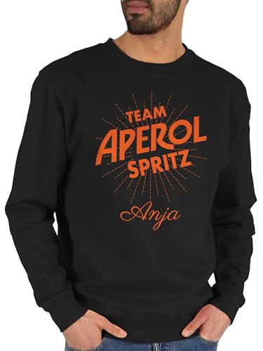 Sweater Pullover Sweatshirt Herren Damen - Karneval Kostüm Fasching - Team Aperol Spritz mit Name I Mädelsabend JGA Mallorca Mädelsausflug - L - Schwarz - Karnevals personalisierte Faschings von Geschenk mit Namen personalisiert by Shirtracer