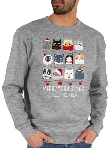 Sweater Pullover Sweatshirt Herren Damen - Katzen zu Weihnachten I Merry Christmas mit Wunschtext I Geschenk Katzenliebhaber - M - Grau meliert - Weihnachts-Sweatshirt weinachts Katze Weihnachts Sweater Pullover Sweatshirt Herren Damen - Katzen zu Weihnachten I Merry Christmas mit Wunschtext I Geschenk Katzenliebhaber - M - Grau meliert - Weihnachts-Sweatshirt weinachts Katze Weihnachts von Geschenk mit Namen personalisiert by Shirtracer