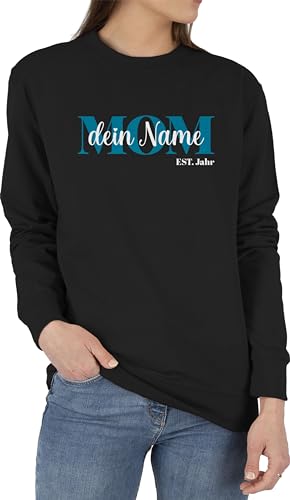 Sweater Pullover Sweatshirt Herren Damen - Mama - MOM Kinder Namen Datum - L - Schwarz - Mutti Sweat Geschenke für mütter Pulli Muttertag Mutter mutterzagsgeschenke muttertasgsgeschenke von Geschenk mit Namen personalisiert by Shirtracer