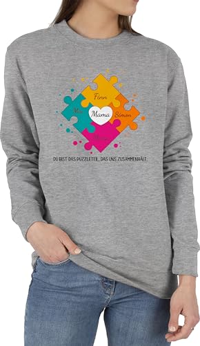 Sweater Pullover Sweatshirt Herren Damen - Muttertag - Muttertagsgeschenk für Mama von 4 Kindern Puzzlestücke I Geschwister Geschenk mit Namen von Vier Töchtern für Mutter Geschenk Weihnachten von Geschenk mit Namen personalisiert by Shirtracer