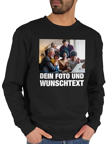 Sweater Pullover Sweatshirt Herren Damen - Mit Bild eigenem Foto Name Text Wunschtext - XXL - Schwarz - selber Bedruckte selbst Design Logo Bedrucken Photo selbstgestalten personalisiertem Druck von Geschenk mit Namen personalisiert by Shirtracer