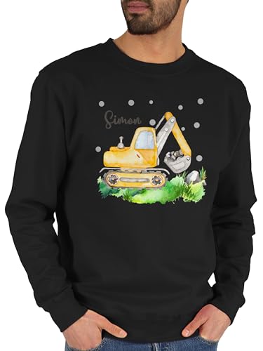 Sweater Pullover Sweatshirt Herren Damen - Bagger Baggerfahrer Geschenk - XXL - Schwarz - Fahrzeug baustellen Fahrzeuge Baustelle Name und Junge Kita von Geschenk mit Namen personalisiert by Shirtracer