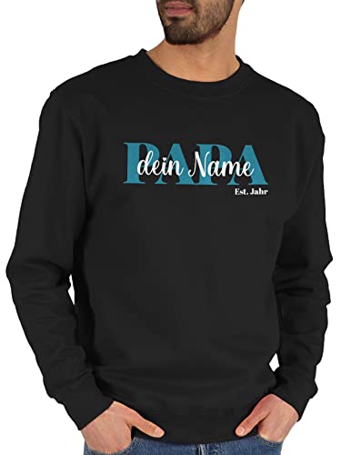 Sweater Pullover Sweatshirt Herren Damen - zum Vatertag - Schriftzug Papa Namen Kinder - XXL - Schwarz - Vater Geschenke Geschenke+Fuer+Papa personalisierte für väter personalisiertes dad papatags von Geschenk mit Namen personalisiert by Shirtracer