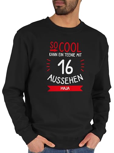 Sweater Pullover Sweatshirt Herren Damen - So cool kann EIN Teenie mit 16 Aussehen mit Name Sechzehnter Geburtstag Teenager Wird 16 Jahre alt Jugendlicher feiert seinen 16. Geburtstag Sweet Sixteen von Geschenk mit Namen personalisiert by Shirtracer