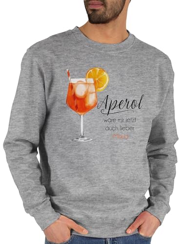 Sweater Pullover Sweatshirt Herren Damen - Statement - Geschenk Aperol wäre Mir jetzt auch Lieber I Alkohol Geschenkidee Aperol Spritz Geschenk mit Name - L - Grau meliert - Glas Pulli von Geschenk mit Namen personalisiert by Shirtracer