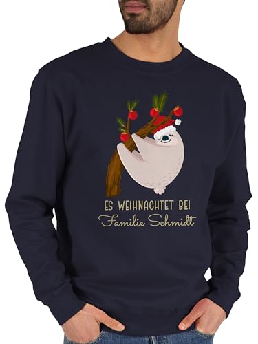 Sweater Pullover Sweatshirt Herren Damen - Weihnachten - Es weihnachtet bei Name I Weihnachtsfaultier I Faultier - L - Dunkelblau - damenpullover langarm weihnachts-sweatshirt weinachts von Geschenk mit Namen personalisiert by Shirtracer