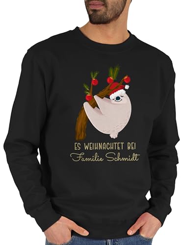Sweater Pullover Sweatshirt Herren Damen - Weihnachten - Es weihnachtet bei Name I Weihnachtsfaultier I Faultier - M - Schwarz - damenpullover langarm weihnachts-sweatshirt weinachts weihnachtsmotiv von Geschenk mit Namen personalisiert by Shirtracer
