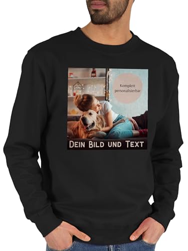 Sweater Pullover Sweatshirt Herren Damen - eigenem - Foto Bild Geschenk I Dein Bild und Text - S - Schwarz - partnerpullies pullis für Freunde selbst drucken Photo Pulli partnerpulli Bilder selber von Geschenk mit Namen personalisiert by Shirtracer