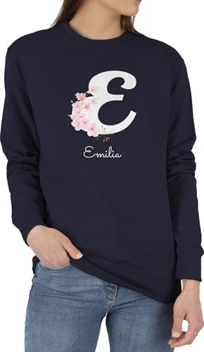 Sweater Pullover Sweatshirt Herren Damen - für Anfangsbuchstabe Initialen - Personalisierte Geschenke mit Buchstaben Mädchen Geschenkideen mit Namen Frauen - M - Dunkelblau - Buchstabe e Name von Geschenk mit Namen personalisiert by Shirtracer