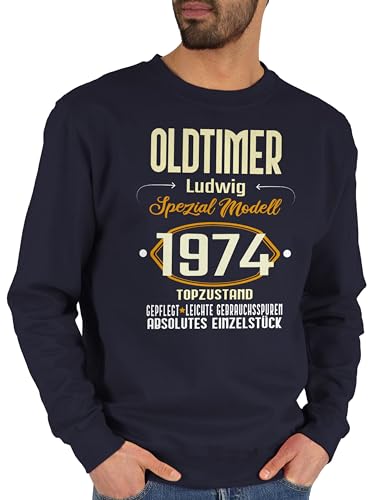 Sweater Pullover Sweatshirt Herren Damen - 50. Geburtstag - Oldtimer Spezial Modell 1974 - zum Fünfzigsten - eigener Name - hell - M - Dunkelblau - 50 1973 Jahre personalisierte Geschenke und von Geschenk mit Namen personalisiert by Shirtracer