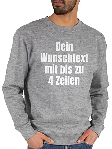 Sweater Pullover Sweatshirt Herren Damen - Aufdruck selbst gestalten - Wunschtext - L - Grau meliert - selber drucken Text nach Wunsch Bedrucken Schrift Personalisieren Lassen Personalised Gifts von Geschenk mit Namen personalisiert by Shirtracer