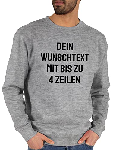 Sweater Pullover Sweatshirt Herren Damen - Aufdruck selbst gestalten - Wunschtext - XL - Grau meliert - beschriften lassen eigenem text selber machen zum selbstgestalten schriftzug namens von Geschenk mit Namen personalisiert by Shirtracer