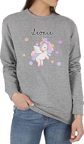 Sweater Pullover Sweatshirt Herren Damen - Süßes Einhorn Sweet Unicorn - XL - Grau meliert - Name personalisierte von Geschenk mit Namen personalisiert by Shirtracer
