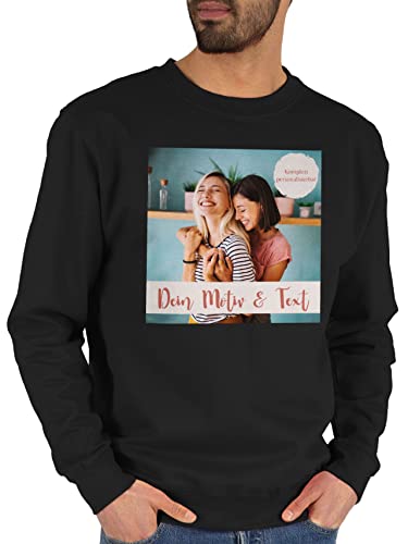 Sweater Pullover Sweatshirt Herren Damen - eigenem - Foto Bild - L - Schwarz - drucken Lassen selbst Bedrucken eigener Druck wunschtext Personalisieren individuell Fotodruck eigene Bilder von Geschenk mit Namen personalisiert by Shirtracer