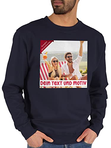 Sweater Pullover Sweatshirt Herren Damen - Bild - Eigenem Foto Geschenk - M - Dunkelblau - Bedrucken Lassen Baumwolle Druck Bedruckt Text Personalisieren wunschtext individuell selbst gestaltet von Geschenk mit Namen personalisiert by Shirtracer