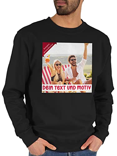 Sweater Pullover Sweatshirt Herren Damen - Bild - Eigenem Foto Geschenk - M - Schwarz - Pulli Bedrucken zum selbst gestalten EIN meiner Bilder selber drucken Lassen Baumwolle eigenen Druck Drauf von Geschenk mit Namen personalisiert by Shirtracer