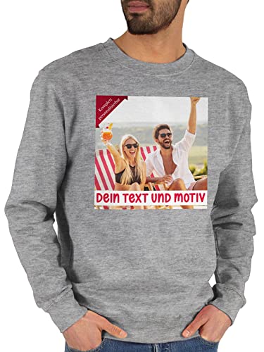 Sweater Pullover Sweatshirt Herren Damen - Bild - Eigenem Foto Geschenk - XL - Grau meliert - selbst erstellen selber beschriften Photo Logo Bedrucken eigener Text personalisierte Geschenke von Geschenk mit Namen personalisiert by Shirtracer