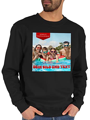 Sweater Pullover Sweatshirt Herren Damen - Bild - Eigenem Foto - XXL - Schwarz - eigenes Design selbst Aufdruck beschriften Lassen selber schreiben Personalised Drauf drucken Text +Bild von Geschenk mit Namen personalisiert by Shirtracer