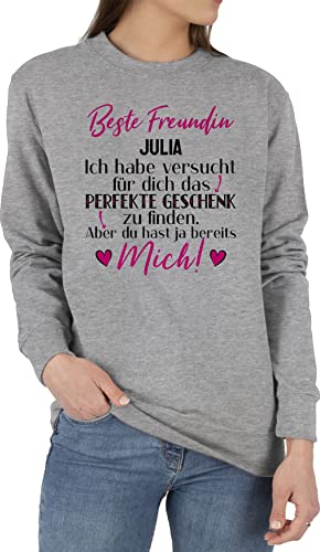 Sweater Pullover Sweatshirt Herren Damen - Beste Freundin Personalisierte Geschenke Namen Freundschaft Freundinnen Weihnachten - L - Grau meliert - Gute für personalisiertes von Geschenk mit Namen personalisiert by Shirtracer