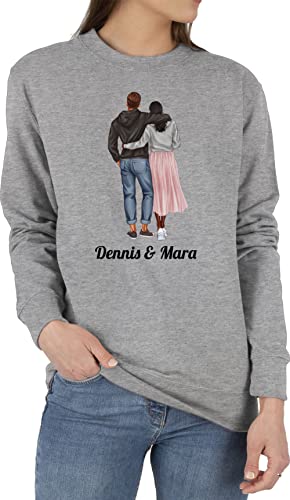 Sweater Pullover Sweatshirt Herren Damen - Freundin - Pärchen Geschenk für Frauen Männer Weihnachts-Geschenke Partner Personalisiert Name Ihn Sie - M - Grau meliert - päärchen Beste Freundinnen von Geschenk mit Namen personalisiert by Shirtracer