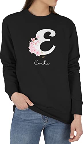 Sweater Pullover Sweatshirt Herren Damen - für Anfangsbuchstabe Initialen - Personalisierte Geschenke mit Buchstaben Mädchen Geschenkideen mit Namen Frauen - M - Schwarz - selbst Bedrucken von Geschenk mit Namen personalisiert by Shirtracer