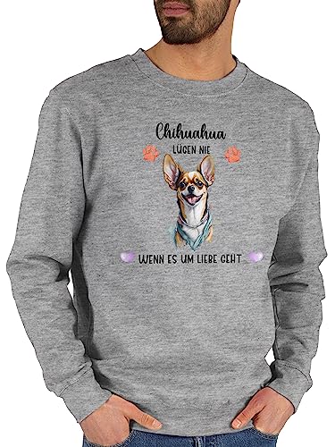 Sweater Pullover Sweatshirt Herren Damen - Hunde - Chihuahua - Geschenk Hundebesitzern - M - Grau meliert - Hund selbst Design hundemotiv Hundebesitzer Name Frau Hunden personalisierte von Geschenk mit Namen personalisiert by Shirtracer