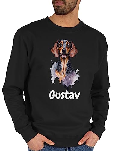 Sweater Pullover Sweatshirt Herren Damen - Hunde - Dackel - Hundebesitzern Geschenk - L - Schwarz - Name Hund Geschenke Hundebesitzer hundemotive hundemotiv und Hunden eigenem personalisiertes von Geschenk mit Namen personalisiert by Shirtracer