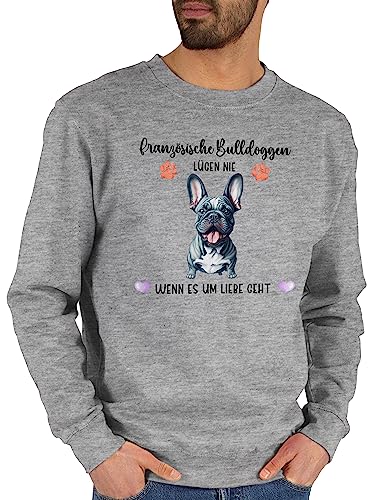 Sweater Pullover Sweatshirt Herren Damen - Hunde - Französische Bulldogge - Geschenk Hundebesitzern - L - Grau meliert - Hund Name personalisierte Hundebesitzer Hunden personalisiertes Frau von Geschenk mit Namen personalisiert by Shirtracer