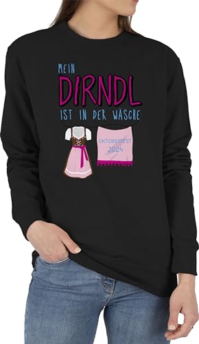 Sweater Pullover Sweatshirt Herren Damen - Kompatibel Oktoberfest - Mein Dirndl ist in der Wäsche 2024 - L - Schwarz - bayrisches bayrischer abend in. pulli trachten- volksfest bayern bayrisch von Geschenk mit Namen personalisiert by Shirtracer