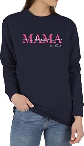 Sweater Pullover Sweatshirt Herren Damen - Mama Mom Mutti Geschenk zum Muttertag - XL - Dunkelblau - Geschenke Mutter für Sachen personalisiertes muttertagsgeschenk Custom Beste schöne Mami von Geschenk mit Namen personalisiert by Shirtracer