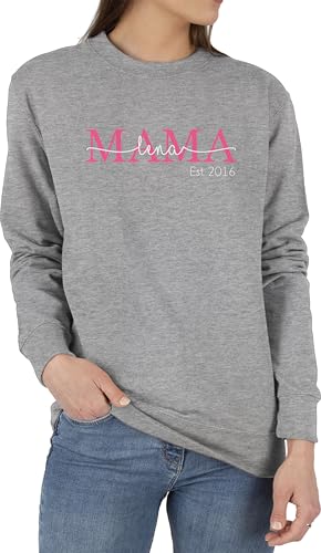 Sweater Pullover Sweatshirt Herren Damen - Mama Mom Mutti Geschenk zum Muttertag - XL - Grau meliert - Geschenke für mütter Mutter Sohn Pulli mutterzagsgeschenke est Sweat muttertasgsgeschenke von Geschenk mit Namen personalisiert by Shirtracer
