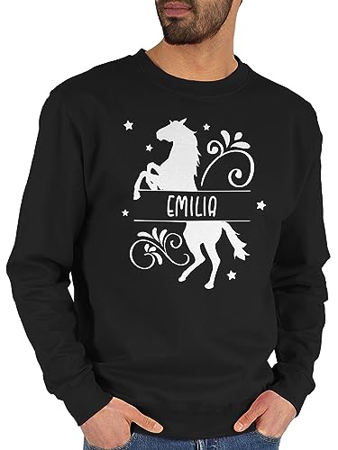 Sweater Pullover Sweatshirt Herren Damen - Pferd Pferde Pferdemädchen Horse Pferdemotiv - XXL - Schwarz - personalisierte Geschenke Reiter pferdegeschenk für mädchen pferdeliebhaber Pferdesport von Geschenk mit Namen personalisiert by Shirtracer