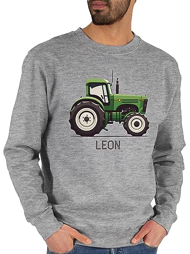 Geschenk mit Namen personalisiert by Shirtracer Sweater Pullover Sweatshirt Herren Damen - Traktor Landwirte Landwirt Traktoren Trecker Landwirtschaft - L - Grau meliert - Name und Traktor+Herren von Geschenk mit Namen personalisiert by Shirtracer