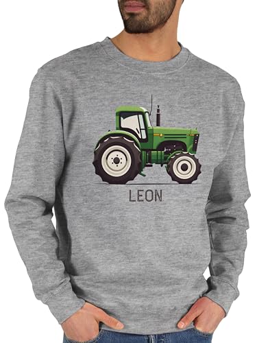 Sweater Pullover Sweatshirt Herren Damen - Traktor mit Name personalisiert I Landwirte Geschenk Landwirt I Traktoren Geschenke Trecker I Landwirtschaft - XL - Grau meliert - und Traktor+Herren von Geschenk mit Namen personalisiert by Shirtracer