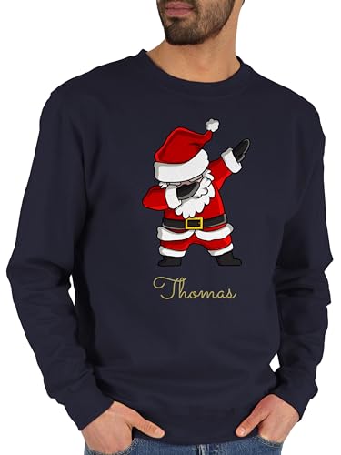 Sweater Pullover Sweatshirt Herren Damen - Weihnachten - Dab Dabbing Weihnachtsmann mit Name I Weihnachtsmotiv - XXL - Dunkelblau - Weihnachts-Sweatshirt weinachts Sweat Weihnachts Weinachten von Geschenk mit Namen personalisiert by Shirtracer