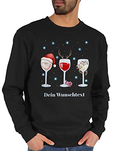 Sweater Pullover Sweatshirt Herren Damen - Geschenke Christmas - Weingläser Weihnachten - XS - Schwarz - Weihnachts weihnacht weihnachtsmotiv weinglas weihnachtliche weihnachtsmotiven weihnachtlich von Geschenk mit Namen personalisiert by Shirtracer