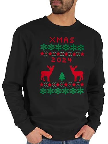 Sweater Pullover Sweatshirt Herren Damen - Weihnachten Geschenke Christmas - Xmas 2024 Pixel Bild - M - Schwarz - Weihnachts weihnachtsmotive weihnachtliche Weihnachtszeit weihnachtsmotiv und von Geschenk mit Namen personalisiert by Shirtracer