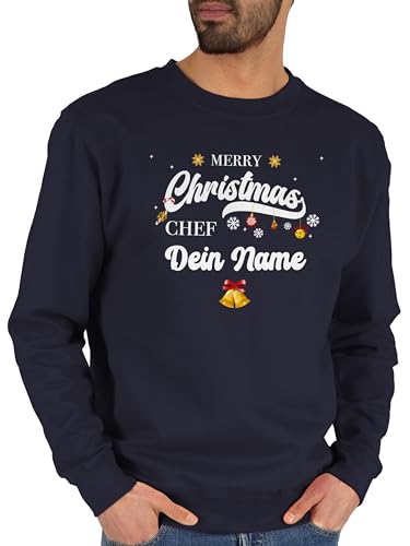 Sweater Pullover Sweatshirt Herren Damen - Weihnachten - Merry Christmas Chef Geschenk Name - XL - Dunkelblau - Weihnachts Geschenke weihnachtlich Weinachten weihnachtliches weinachts weihnacht vor von Geschenk mit Namen personalisiert by Shirtracer