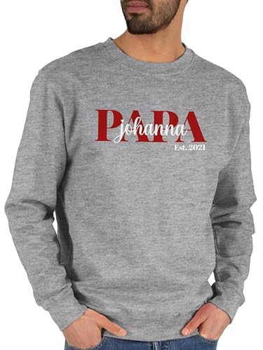 Sweater Pullover Sweatshirt Herren Damen - zum Vatertag - Papa Schriftzug Namen Tochter Sohn Datum - XL - Grau meliert - personalisierte Geschenke Vatertagsgeschenk Vater Pulli dad väter Baumwolle Sweater Pullover Sweatshirt Herren Damen - zum Vatertag - Papa Schriftzug Namen Tochter Sohn Datum - XL - Grau meliert - personalisierte Geschenke Vatertagsgeschenk Vater Pulli dad väter Baumwolle von Geschenk mit Namen personalisiert by Shirtracer